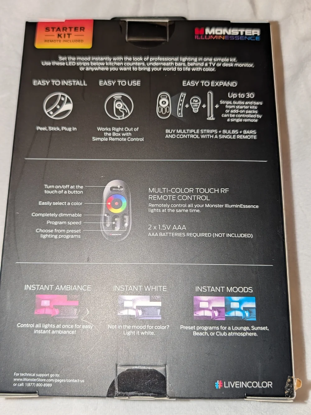 Monster Illuminessence Led Strip Light Kit With Remote Control New In Box